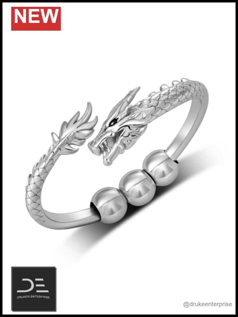 925 Sterling Silver Dragon Spinner Ring Adjustable Women's Jewelry